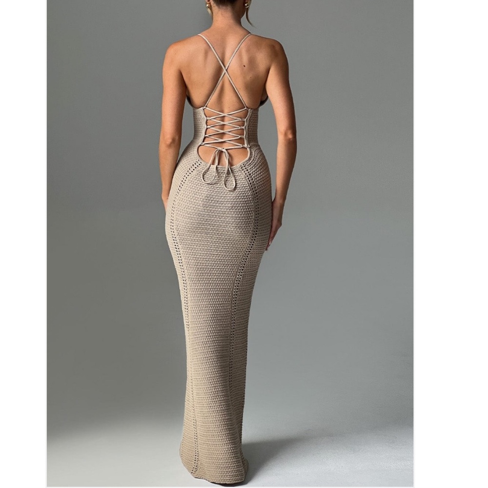 Xanthe Beige Maxi Dress - Picture 2 of 9